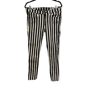 Rag & Bone Black & White Striped Punk Skinny Capri Jeans Sz 32